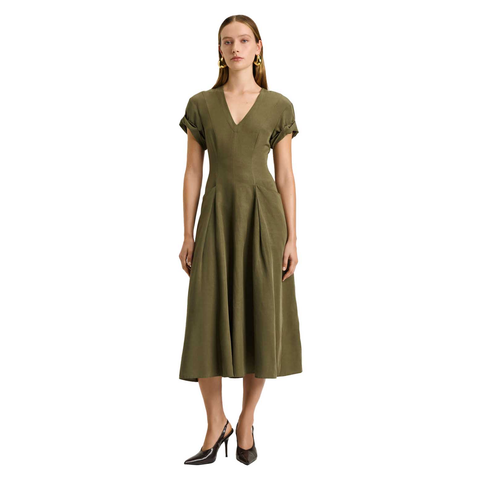 Veronika Maine European Lyocell Linen Midi Dress